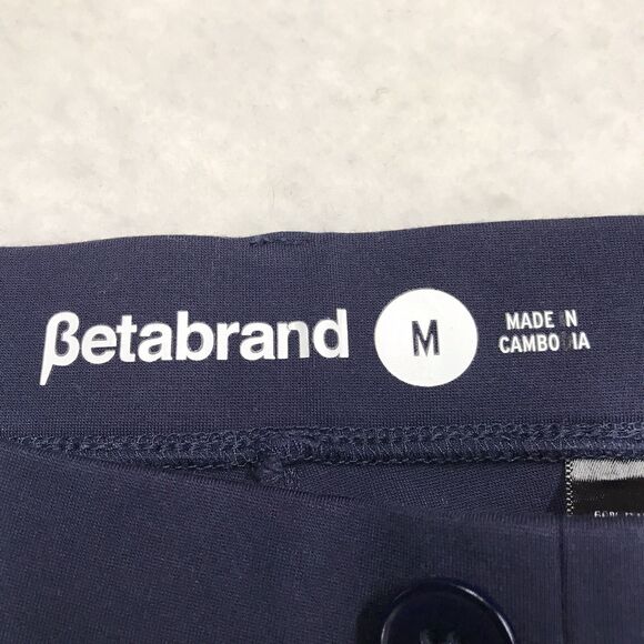 BETABRAND Classic Straight Yoga Dress Pant Women M Navy Stretch Denim Faux Zip - Picture 14 of 16